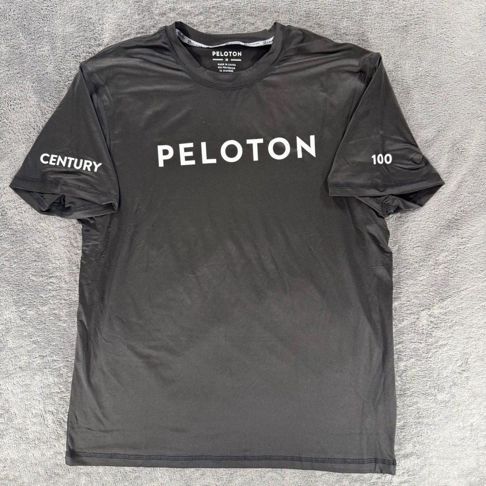 Peloton Century Club 100 Ride Shirt Mens Medium Black Short Sleeve Active Tee